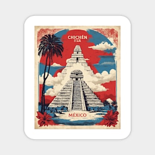 Chichen Itza Mexico Vintage Poster Tourism 2 Magnet