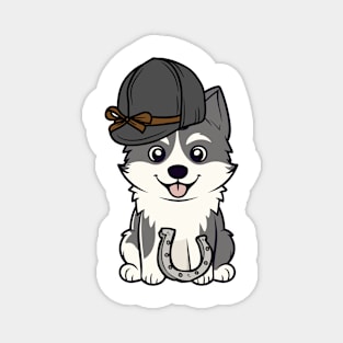 Funny husky dog is ready to ride a horse Magnet