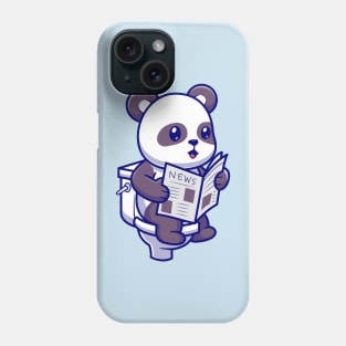 Cute Panda Reading Newspaper On Toilet Cartoon Phone Case