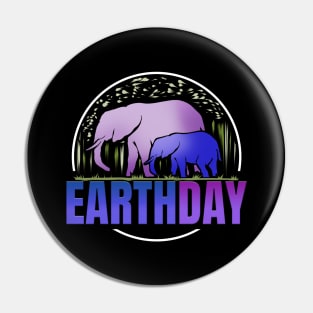 Logo Purple African Elefant Animals For Earth Day Pin