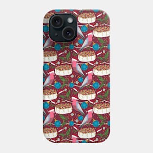 Christmas Gallah Parrot Cockatoo Burgundy Phone Case