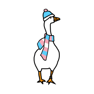 Goose and Transgender Pride Flag Hat and Scarf T-Shirt