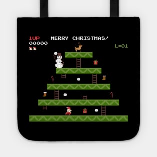 merry christmas retro pixel video game Tote