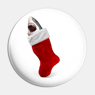 Shark in Christmas stocking | Funny Shark Pin