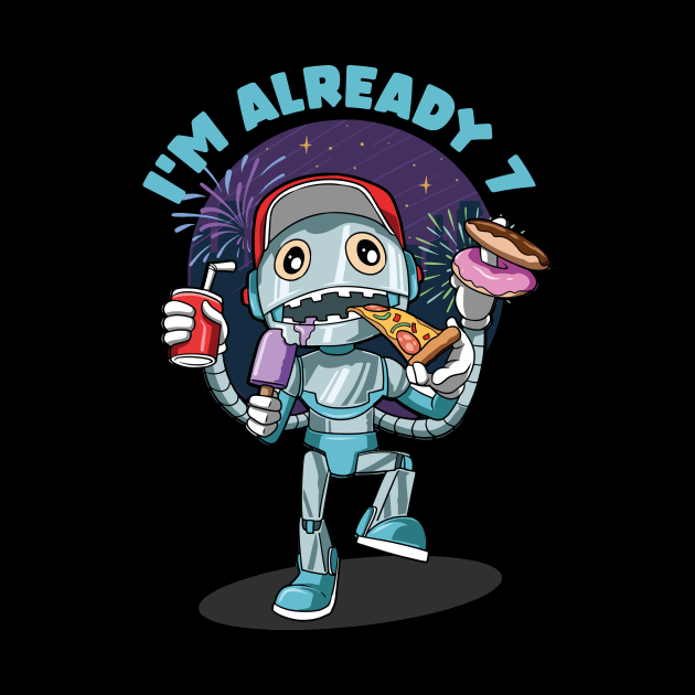 Kids 7 th Birthday Funny Robot Unhealthy Food Party by melostore