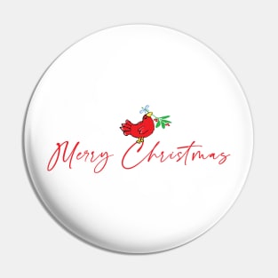 Red Bird Merry Christmas Pin