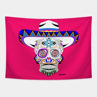 calavera cowboy, mariachi ecopop Tapestry