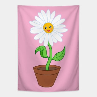 Smiling Daisy Flower Girl Tapestry