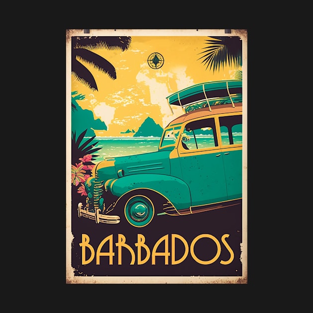 Barbados Vintage Travel Art Poster by OldTravelArt