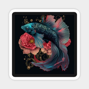 Floral Betta fish Magnet