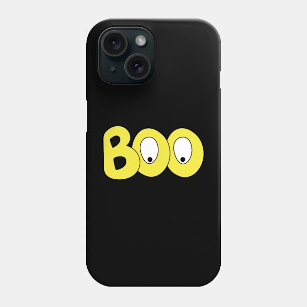 BOO text art cartoon eyes yellow bubble letters Phone Case by Angel Dawn Design