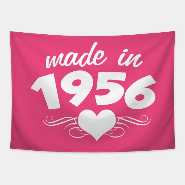 60th birthday gifts for women Made in 1956 Heart Design 60 birthday shirt Tapestry by AwesomePrintableArt