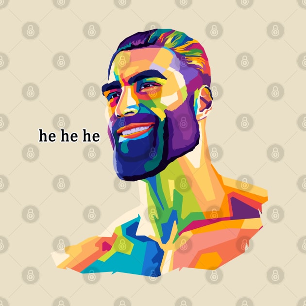 GigaChad smile meme pop art by SiksisArt