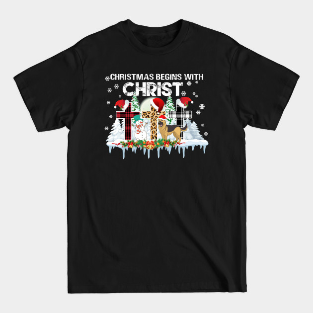 Disover German Shepherd Christmas Begins With Christ Xmas Gifts - German Shepherd Christmas - T-Shirt