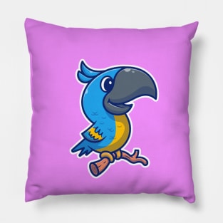 Cute Toucan Bird on Branch Cartoon Pillow