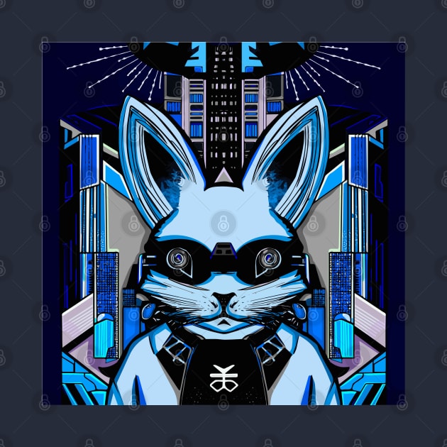 Cyberpunk rabbit retro anime style cute by jen28