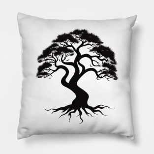 Silhouetted Tree: Modern Black Design Pillow