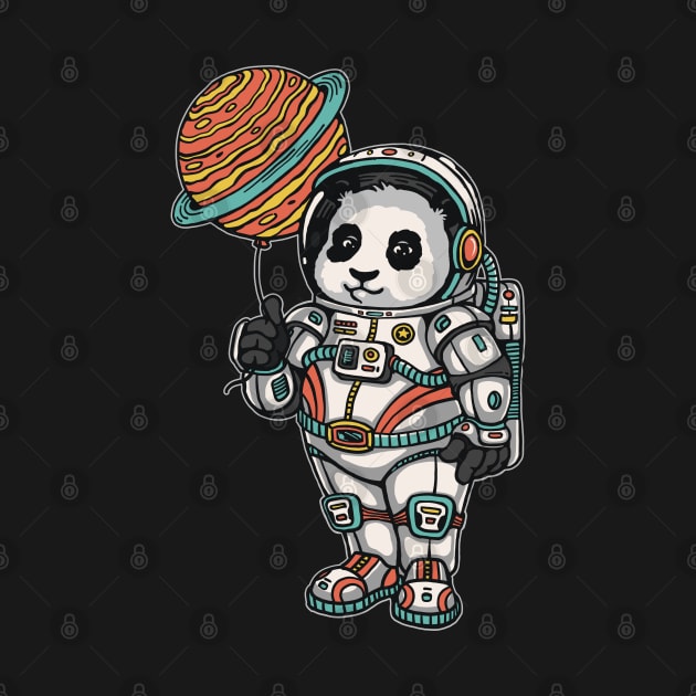 Astronaut Panda With Saturn Balloon by Dima Kruk