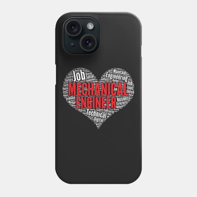 Mechanical engineer Heart Shape Word Cloud Design graphic Phone Case by theodoros20
