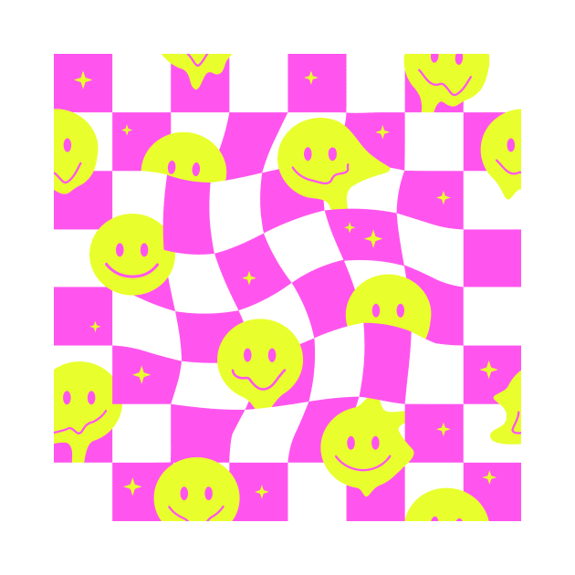 Checkered smiley pink by disturbingwonderland