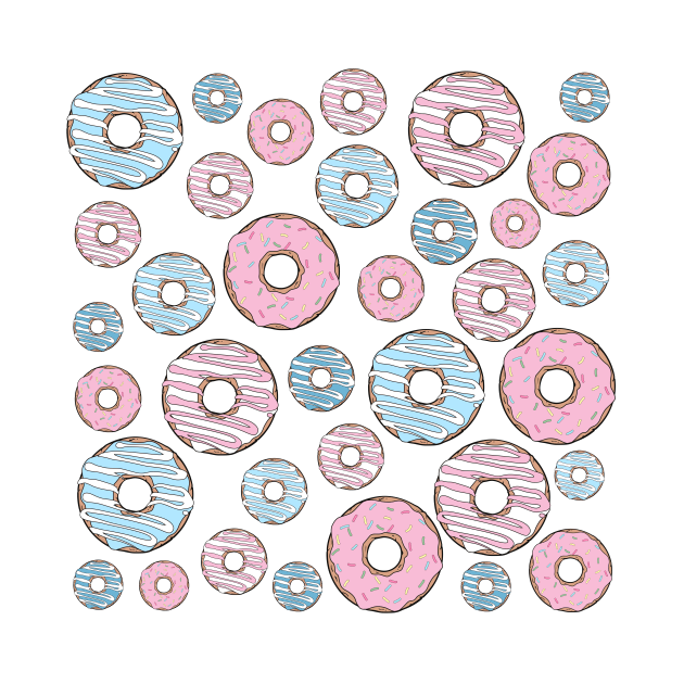 Pattern Of Donuts, Pink Donuts, Blue Donuts by Jelena Dunčević