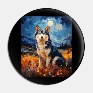 Husky art, husky lover, van gogh starry night Pin