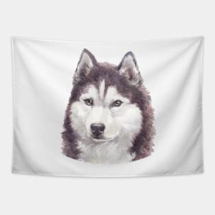 Beautiful Siberian Husky Watercolor Art Tapestry