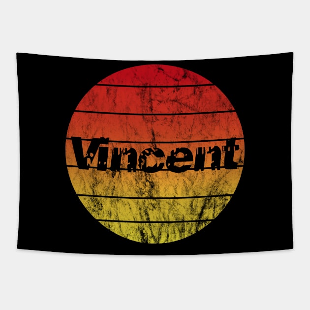 Name Vincent in the sunset vintage sun Tapestry by BK55