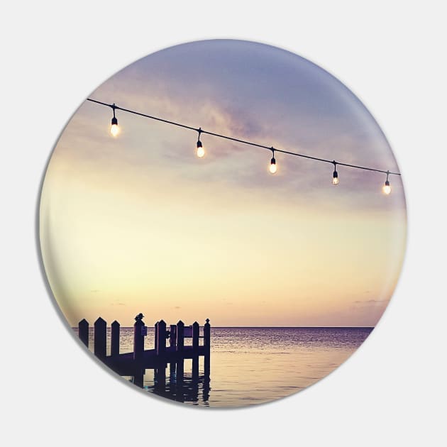 Sunset Over The Florida Keys Dock Pin by Rosemarie Guieb Designs