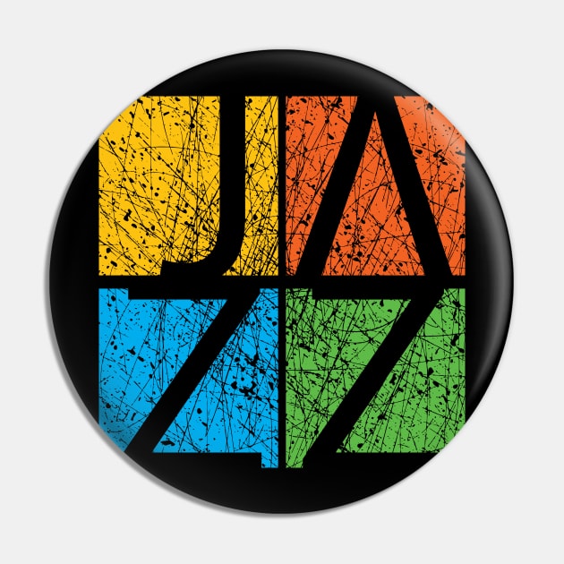 Colorful JAZZ  Creative Typographic Artwork Pin by jazzworldquest