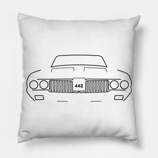 Oldsmobile Cutlass 442 classic car outline graphic (black) Pillow