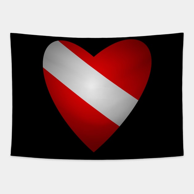 Diving Heart Flag Love Gift Tapestry by JeZeDe