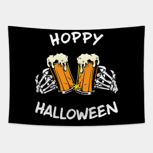 Hoppy Halloween: Funny Skeleton Hands With Beer Tapestry