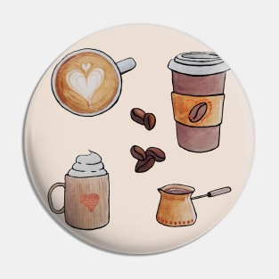 Watercolor Don't Look for Love Look for Coffee set Pin