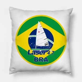 laser class sailboat on a flag Brazil Pillow