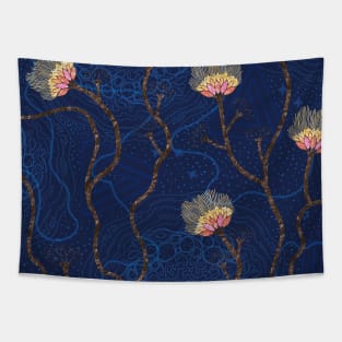 Night Flowers Tapestry