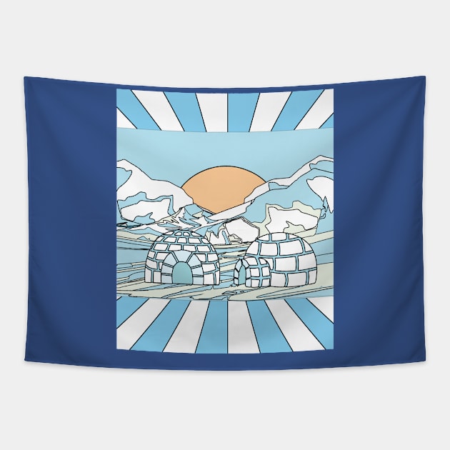 Igloo snow and ice landscape Tapestry by flofin