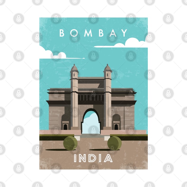 Bombay, India. Retro travel poster by GreekTavern