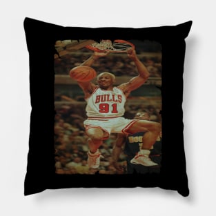 Dennis Rodman - Chicago Bulls Dunk Vintage Pillow