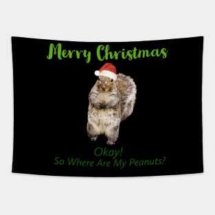 Squirrel With Santa Hat T-shirt Tapestry