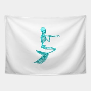 TURQUOISE BATHING MERMAID SKELETON Tapestry