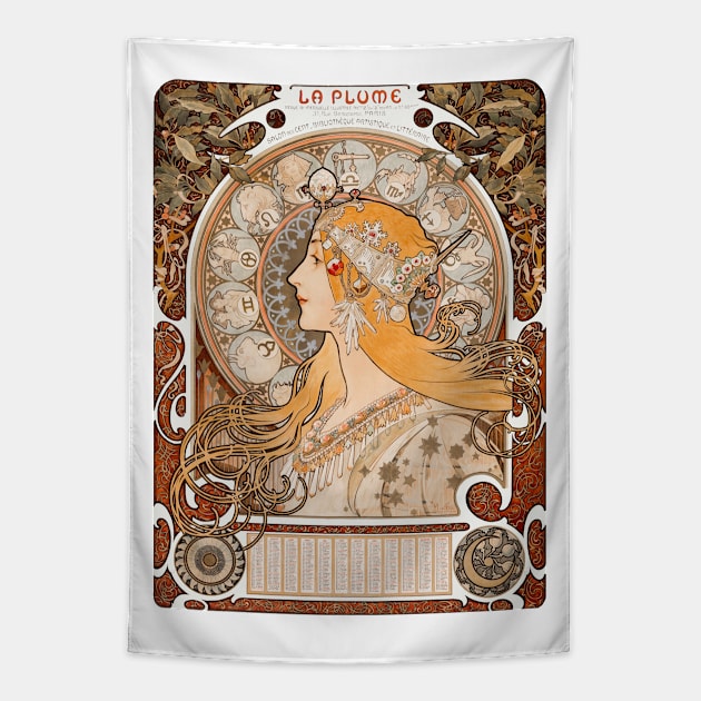 Zodiac La Plume Vintage Illustration Tapestry by thecolddots