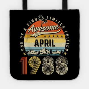 Awesome Since April 1988 Vintage 35th Birthday Tote