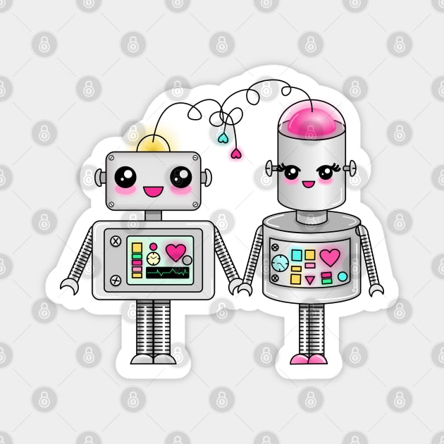Cute robots in love