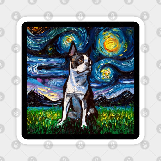 Boston Terrier Night 2 Magnet by sagittariusgallery