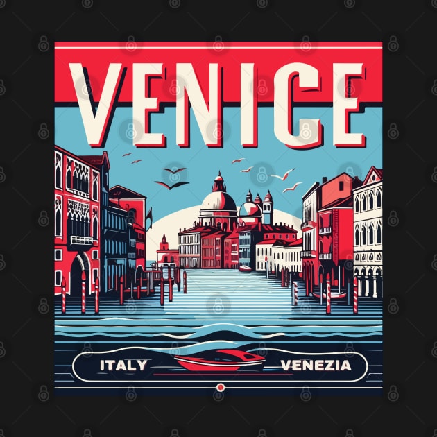 Venice Travel Retro Poster by TomFrontierArt