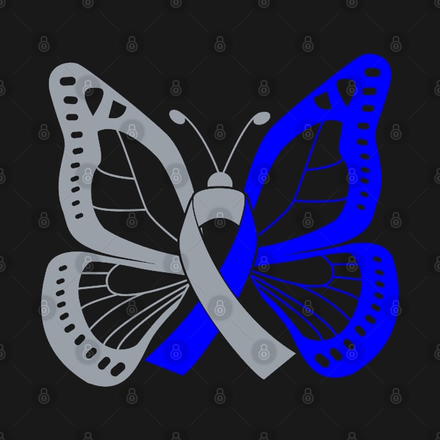 Silver and Blue Butterfly Awareness Ribbon by FanaticTee