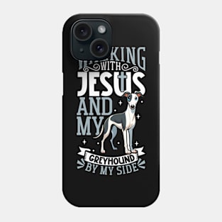 Jesus and dog - English Greyhound Phone Case