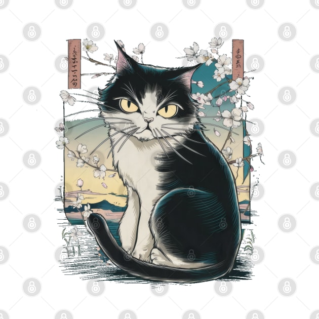 Sullen Cat Japanese Art Print by SimpliPrinter