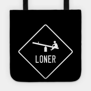 Funny Loner Playground Sign - One Child on a Seesaw (White) Tote